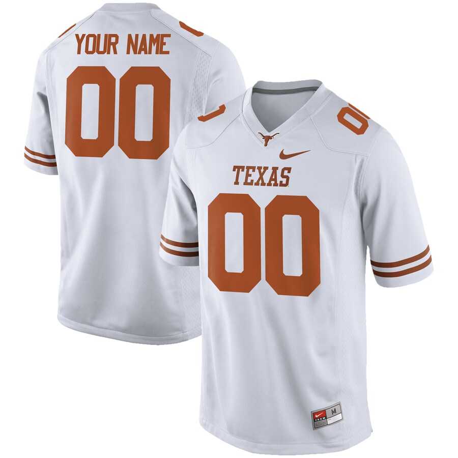 Men%27s Texas Longhorns Nike White Customized Replica Football Jersey